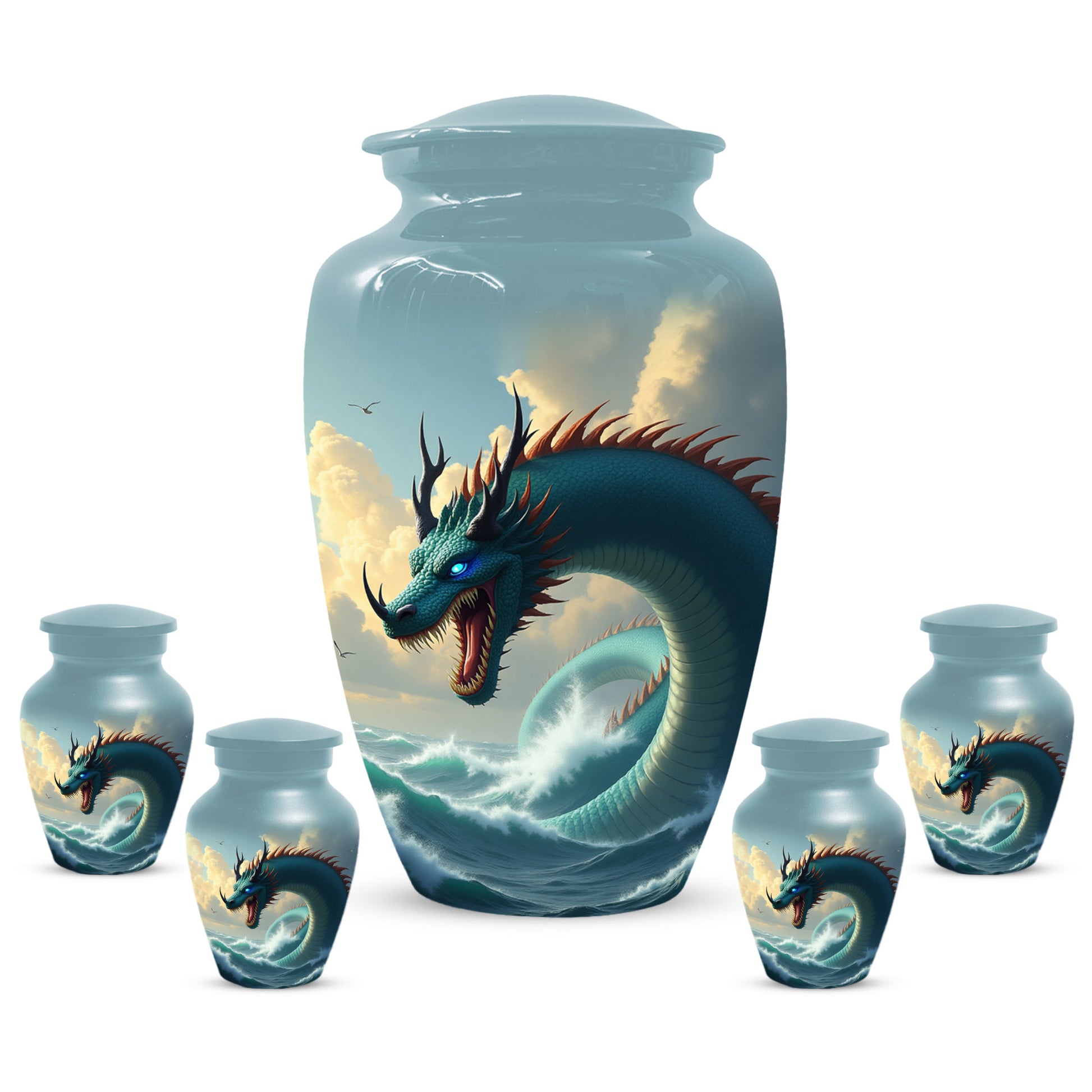 Ocean Dragon Urn for Adult Ashes – Fantasy Sea Dragon Cremation Urn | Memorial Urn