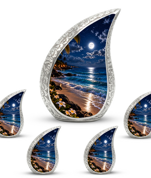 Moonlit Beach Cremation Urn for Ashes, Personalized Ocean Adult Urn