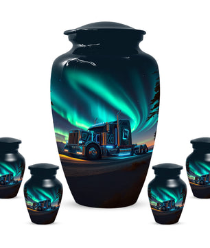 Semi Truck Cremation Urn for Ashes - Personalized Trucker Memorial for Dad | Big Rig Funeral Urns for Adult Male