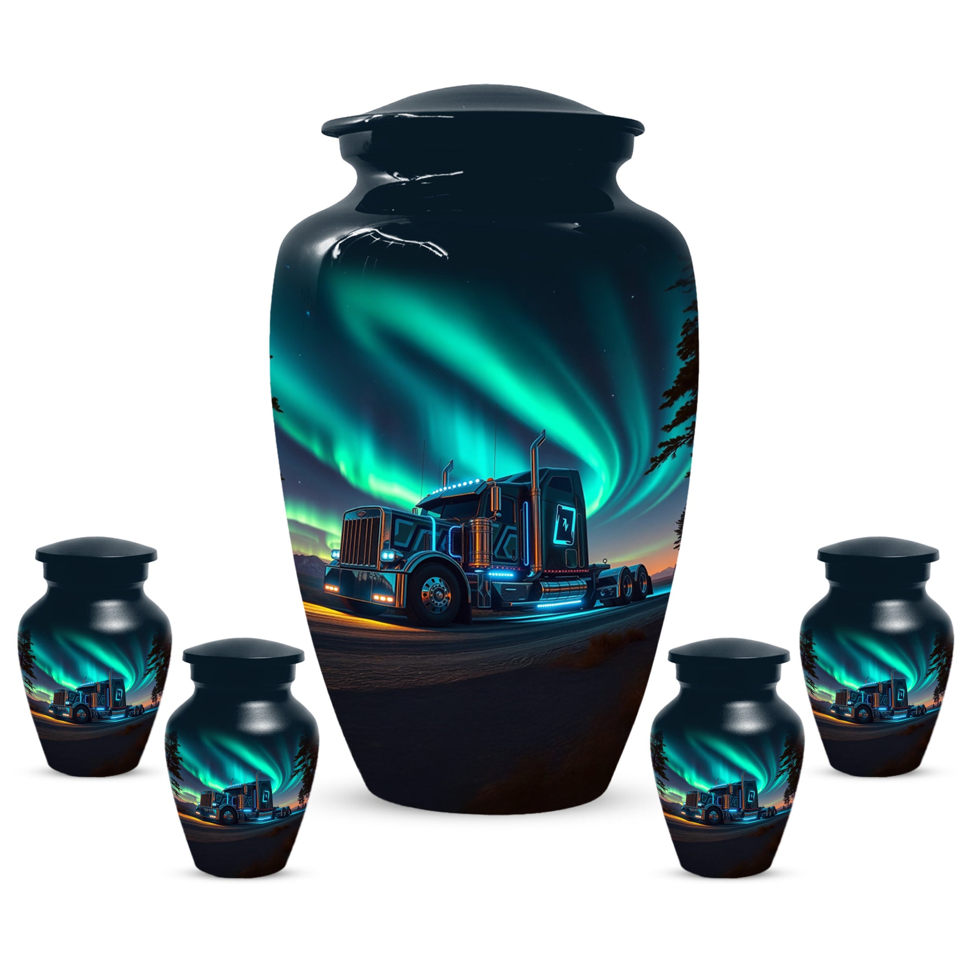 Semi Truck Cremation Urn for Ashes - Personalized Trucker Memorial for Dad | Big Rig Funeral Urns for Adult Male