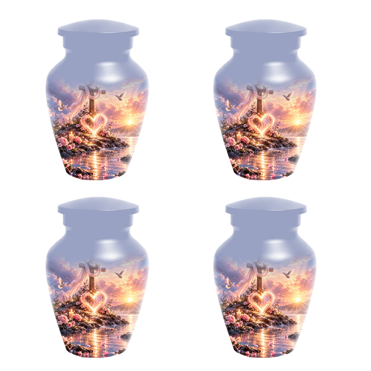Christian Cremation Urn for Mom - Cross & Dove Extra Large Keepsake Urn