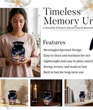 Personalized Adult Cremation Urn for Ashes, Custom Memorial Urn, Galaxy and Mountain Sunset Design