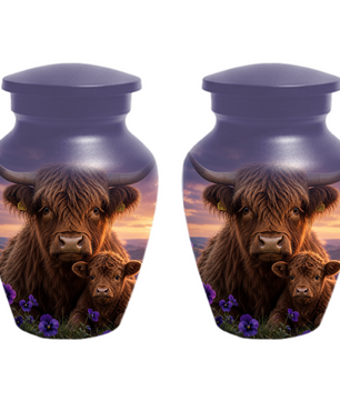 Highland Cow Cremation Urn for Ashes - Personalized Farm Animal Memorial