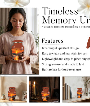 Beach Cremation Urn for Ashes | Ocean Sunset Memorial Urn | Personalized Beach & Ocean Theme Urn