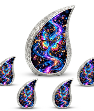 Colorful Butterfly Cremation Urn for Ashes, Rainbow Butterfly Memorial Urn