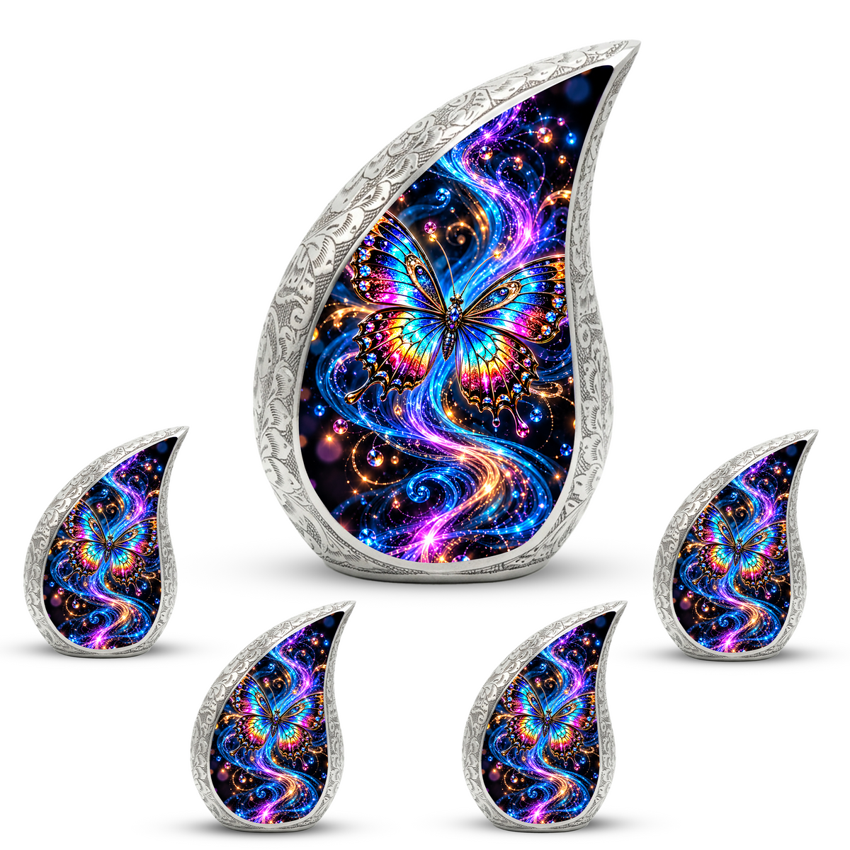 Colorful Butterfly Cremation Urn for Ashes, Rainbow Butterfly Memorial Urn