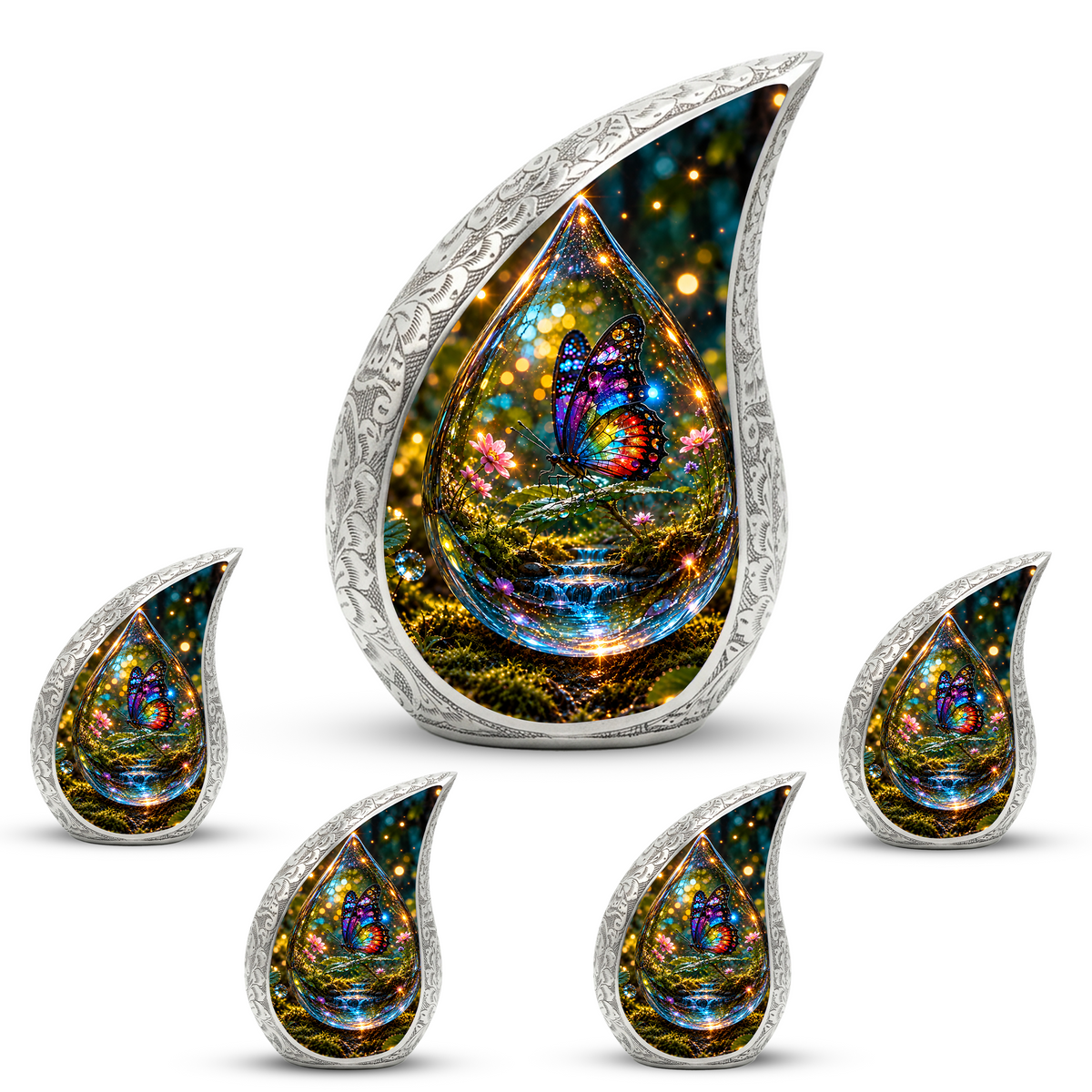 Butterfly Cremation Urn for Adult Ashes, Colorful Glass Butterfly Memorial Urn
