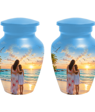 Customizable Mother Daughter Cremation Urn - Custom Photo Text Large Urn Keepsake
