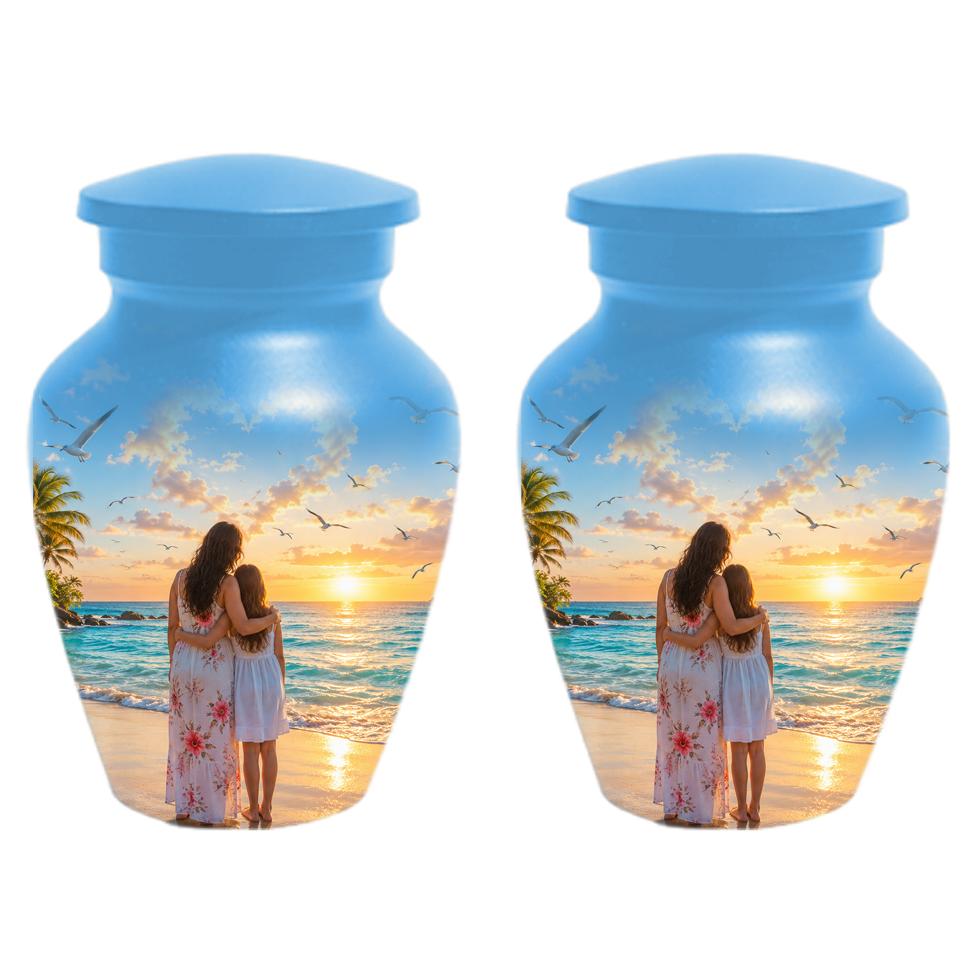 Customizable Mother Daughter Cremation Urn - Custom Photo Text Large Urn Keepsake