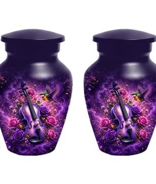 Purple Violin Hummingbird Cremation Urn for Human Ashes, Personalized Memorial Urn for Mom