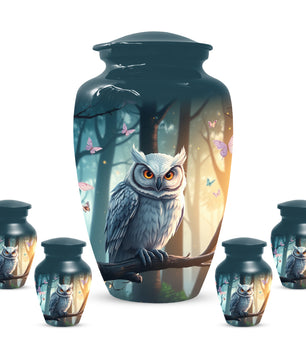 Snowy Owl Urn for Mom – Custom Owl Cremation Urns for Ashes | Adult Female Funeral Keepsake