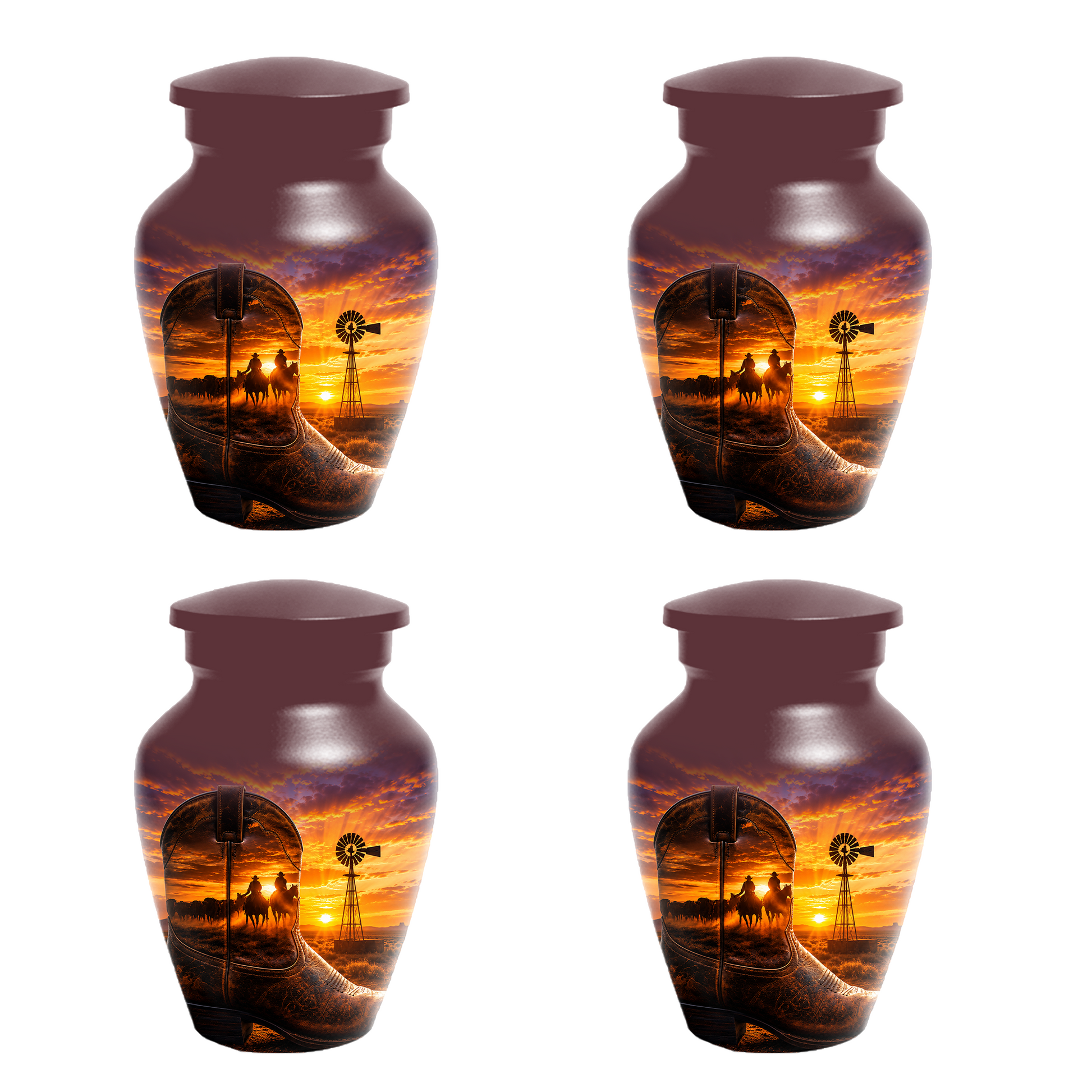 Cowboy Cremation Urn for Dad, Western Boot Memorial keepsake Urns for Ashes