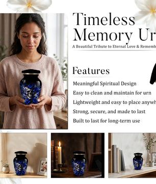 Blue Rose Skull Adult Urn for Ashes – Memorial Cremation Urn for Adults,