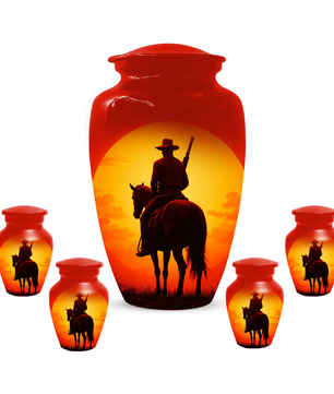 Cowboy Urn for Ashes | Western Horse Cremation Urn for Dad | Custom Funeral Cremation Urn for Men