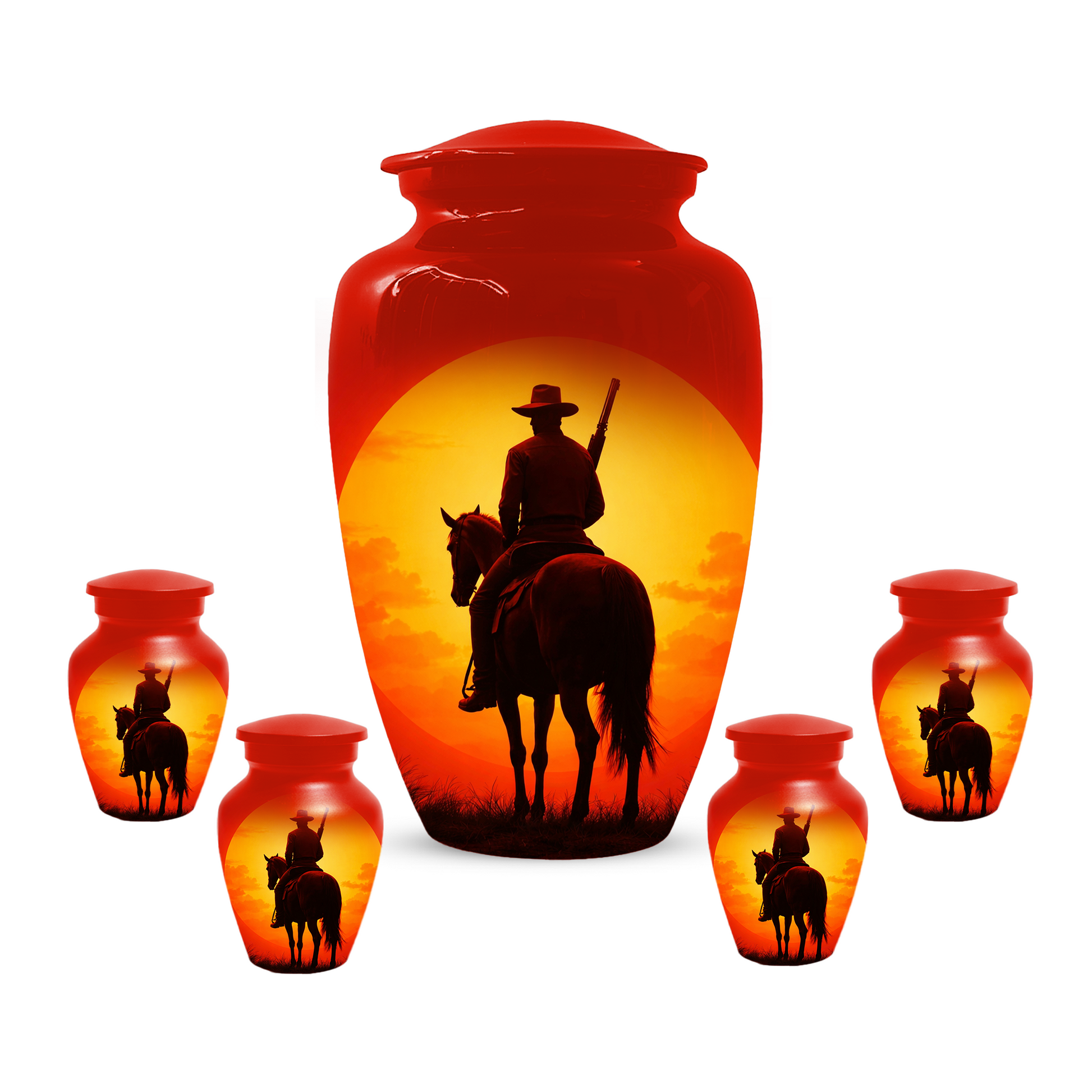 Cowboy Urn for Ashes | Western Horse Cremation Urn for Dad | Custom Funeral Cremation Urn for Men