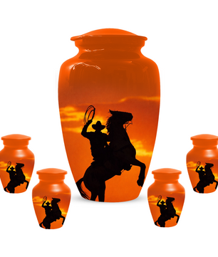 Personalized Cowboy Urn for Ashes | Western Horse Cremation Urn for Dad
