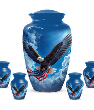 Patriotic Eagle Urn for Human Ashes | Flying Bald Eagle Adult Cremation Urn