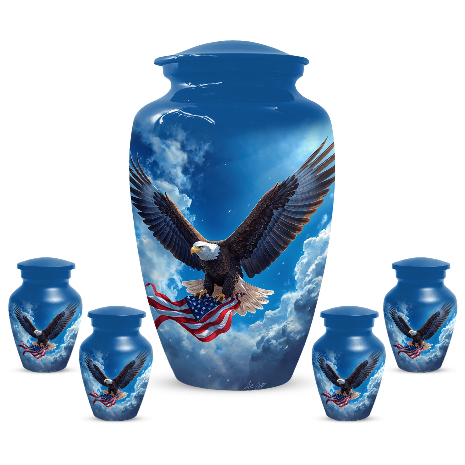 Patriotic Eagle Urn for Human Ashes | Flying Bald Eagle Adult Cremation Urn