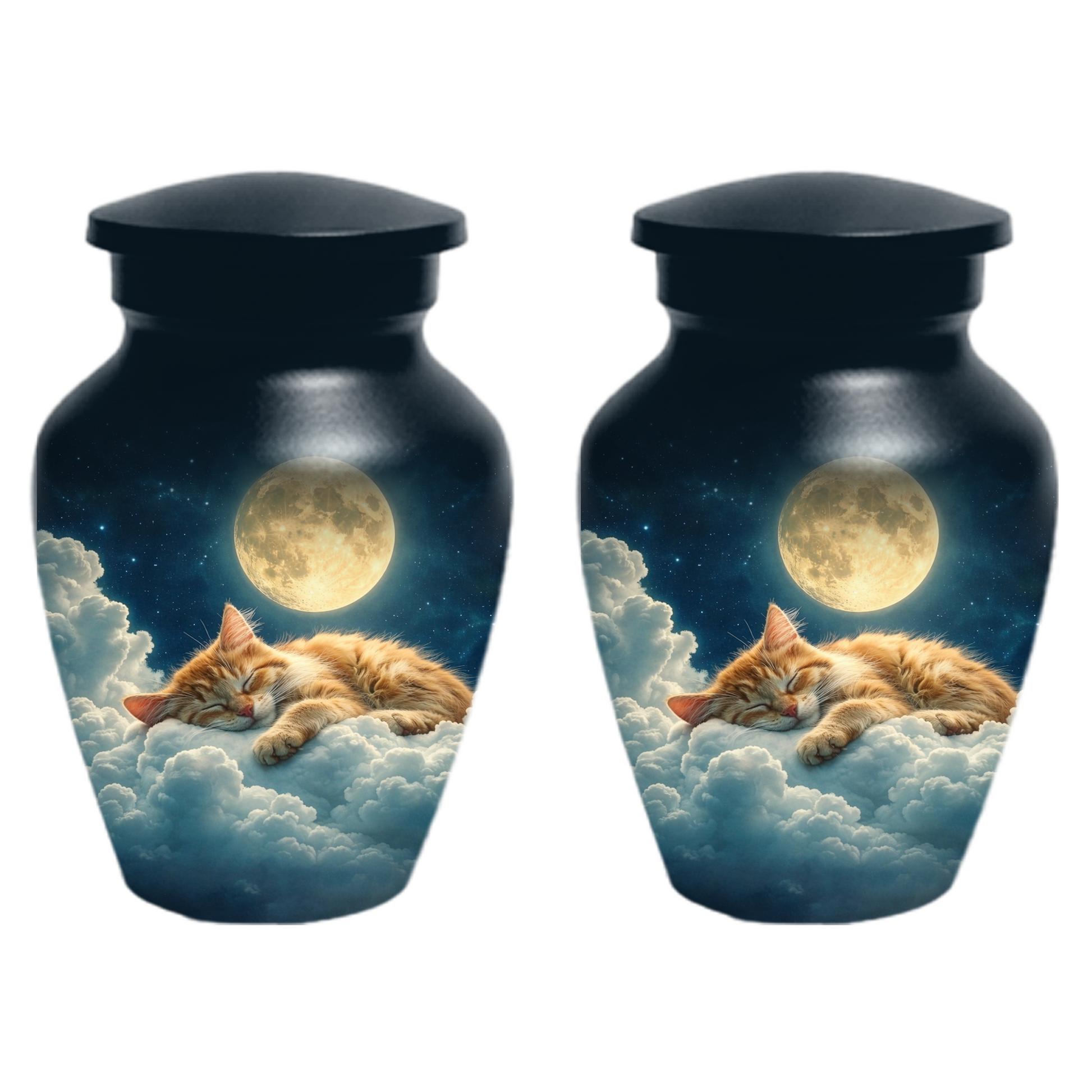 Cat Memorial Urn for Mom | Moon Cat Cremation  Large Urn for Ashes- Funeral Keepsake Urn