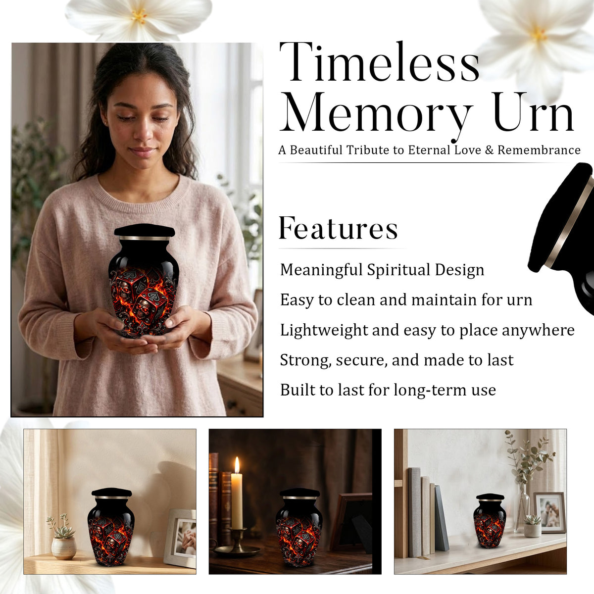Skull Dice Cremation Urn for Ashes | Personalized Adult Memorial Urn