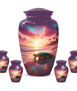 Sea Turtle Urn for Human Ashes | Beach Themed Adult Cremation Urn, Ocean Memorial Urn