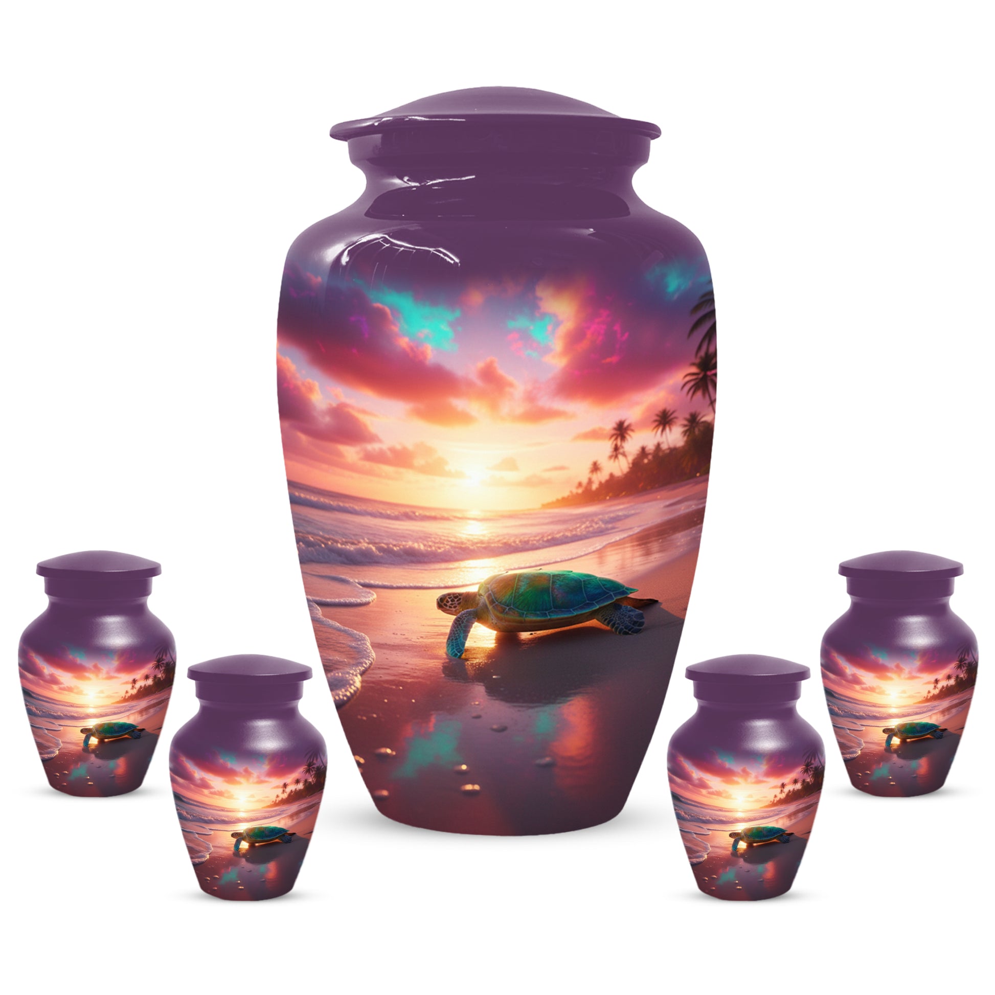 Sea Turtle Urn for Human Ashes | Beach Themed Adult Cremation Urn, Ocean Memorial Urn