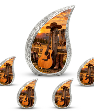Western Cowboy Cremation Urn for Ashes, Country Music Memorial Urn, Personalized Adult Urn
