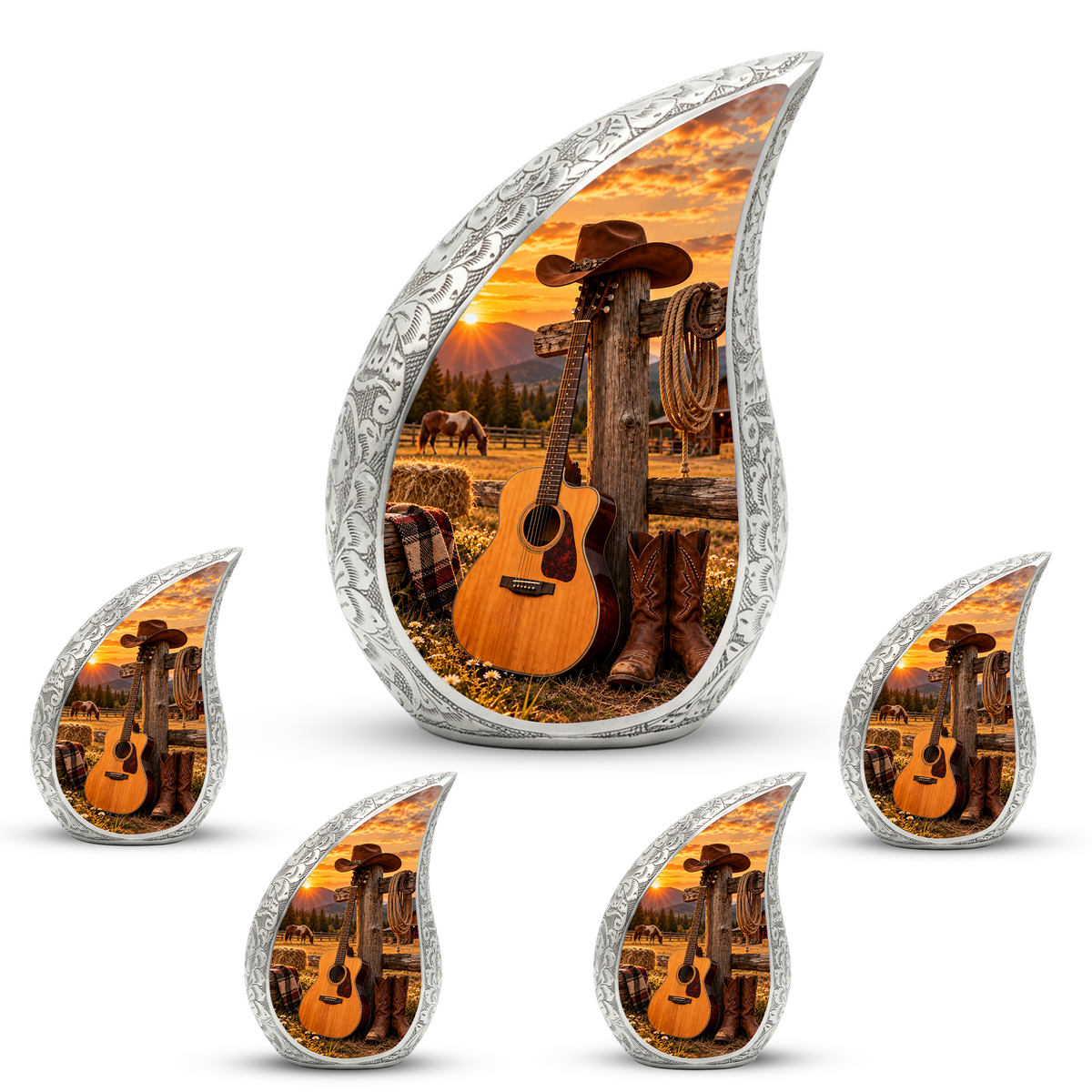 Western Cowboy Cremation Urn for Ashes, Country Music Memorial Urn, Personalized Adult Urn