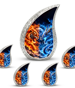 Tiger and Dragon Cremation Urn for Ashes, Fire and Ice Memorial Urn