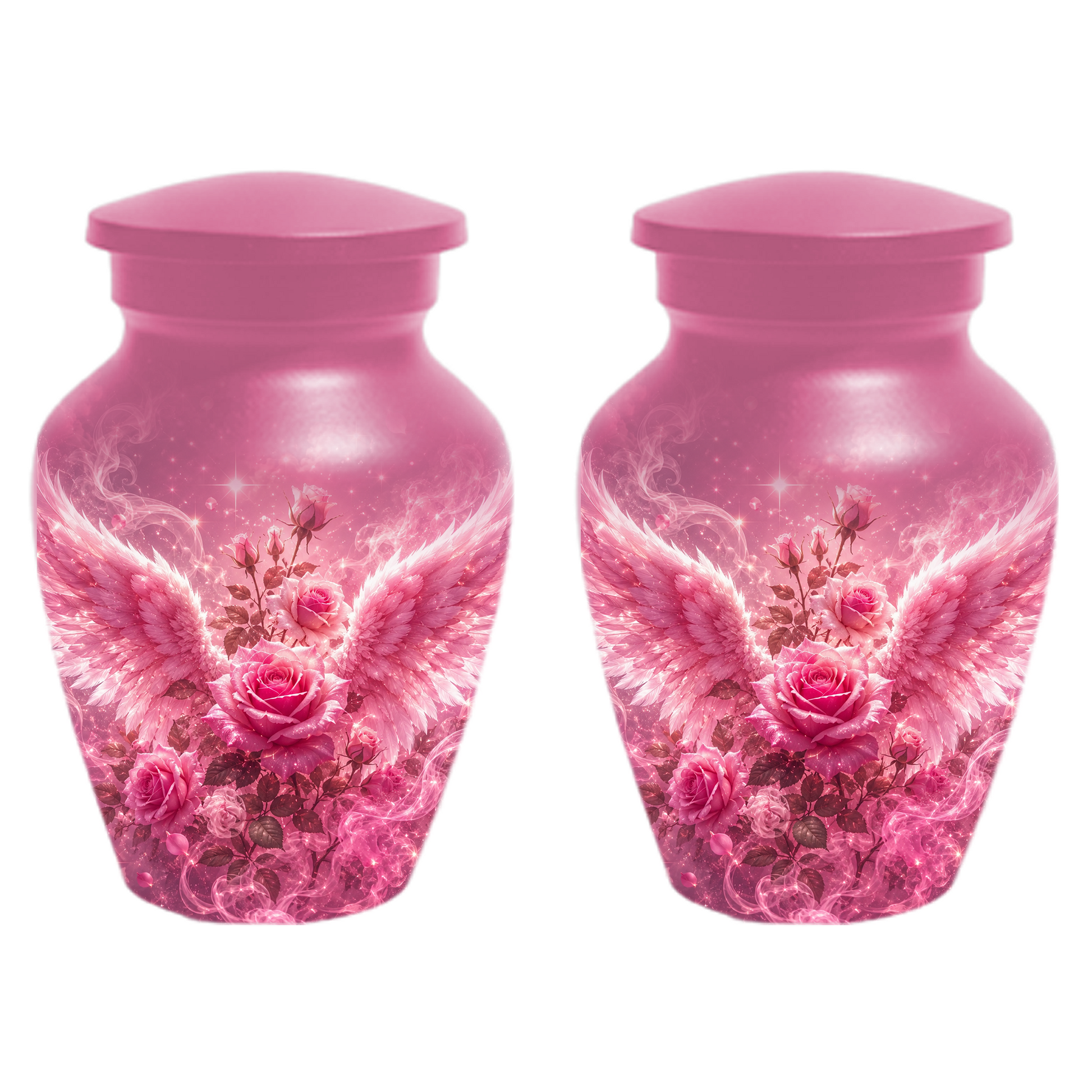 Pink Rose Cremation Urn for Ashes -  Personalized Angel Wings Memorial for Mother