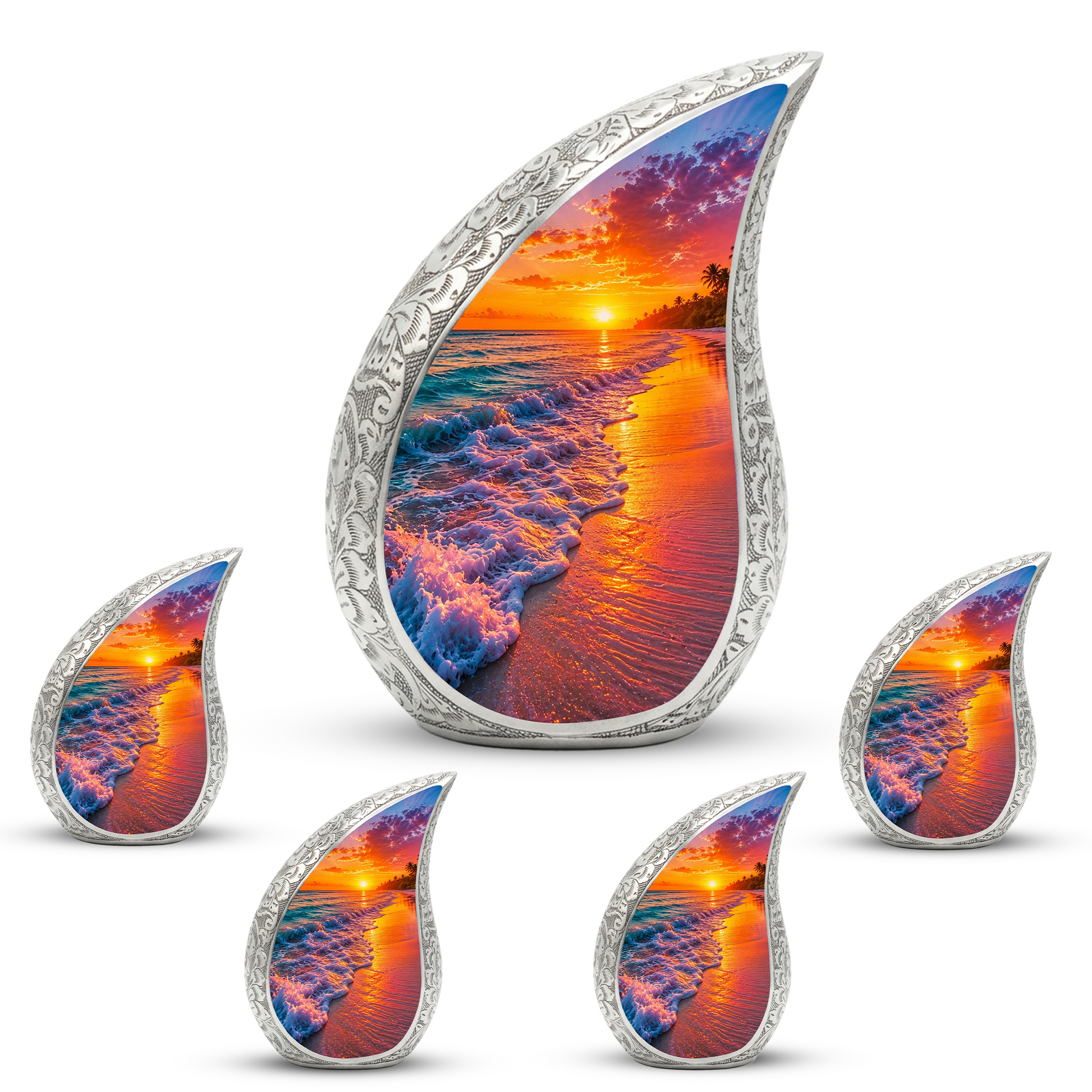Beach Sunset Urn for Human Ashes | Ocean Sunset Beach Cremation Urn