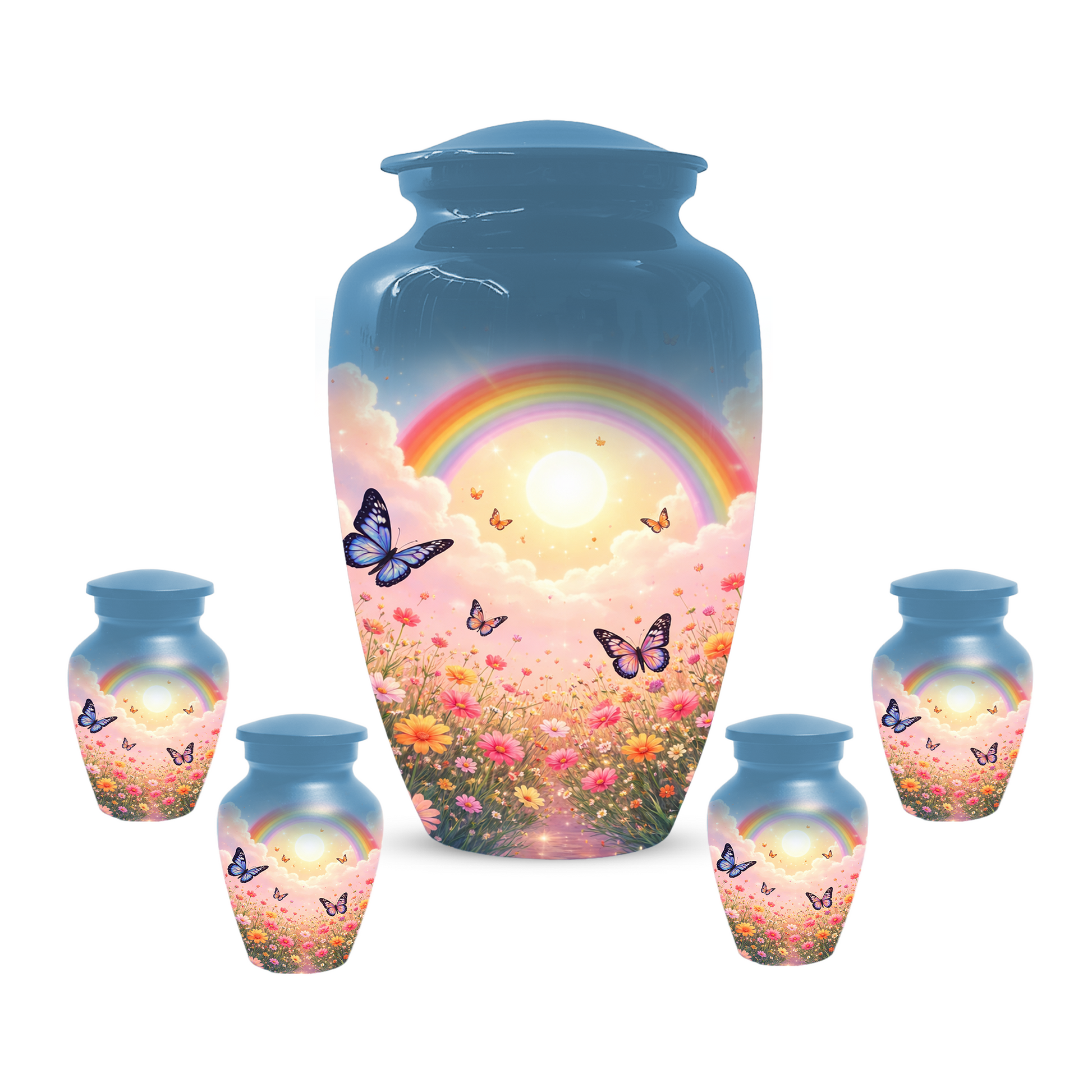 Rainbow Butterfly Urn for Ashes, Custom Memorial Cremation Urn