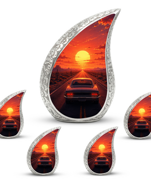 Muscle Car Sunset Urn for Adult Ashes – Classic Car Memorial Cremation Urn