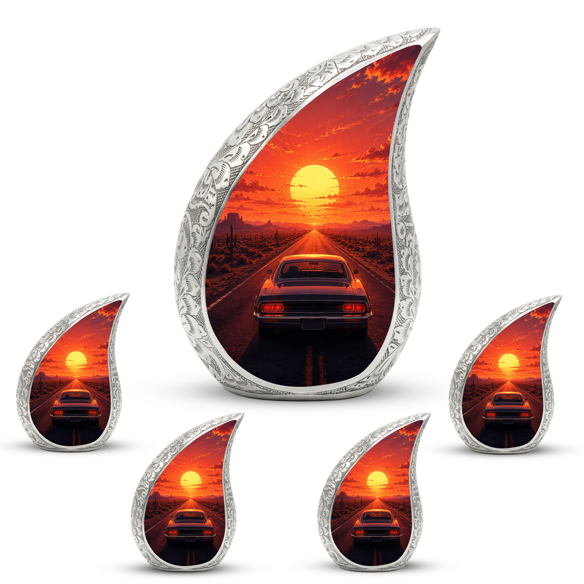 Muscle Car Sunset Urn for Adult Ashes – Classic Car Memorial Cremation Urn