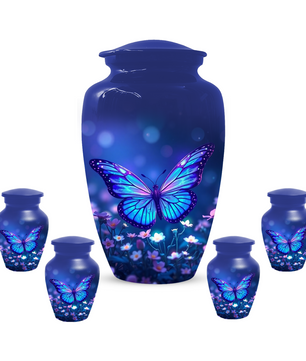 Blue Butterfly Urn for Ashes, Custom Butterfly Cremation Urn