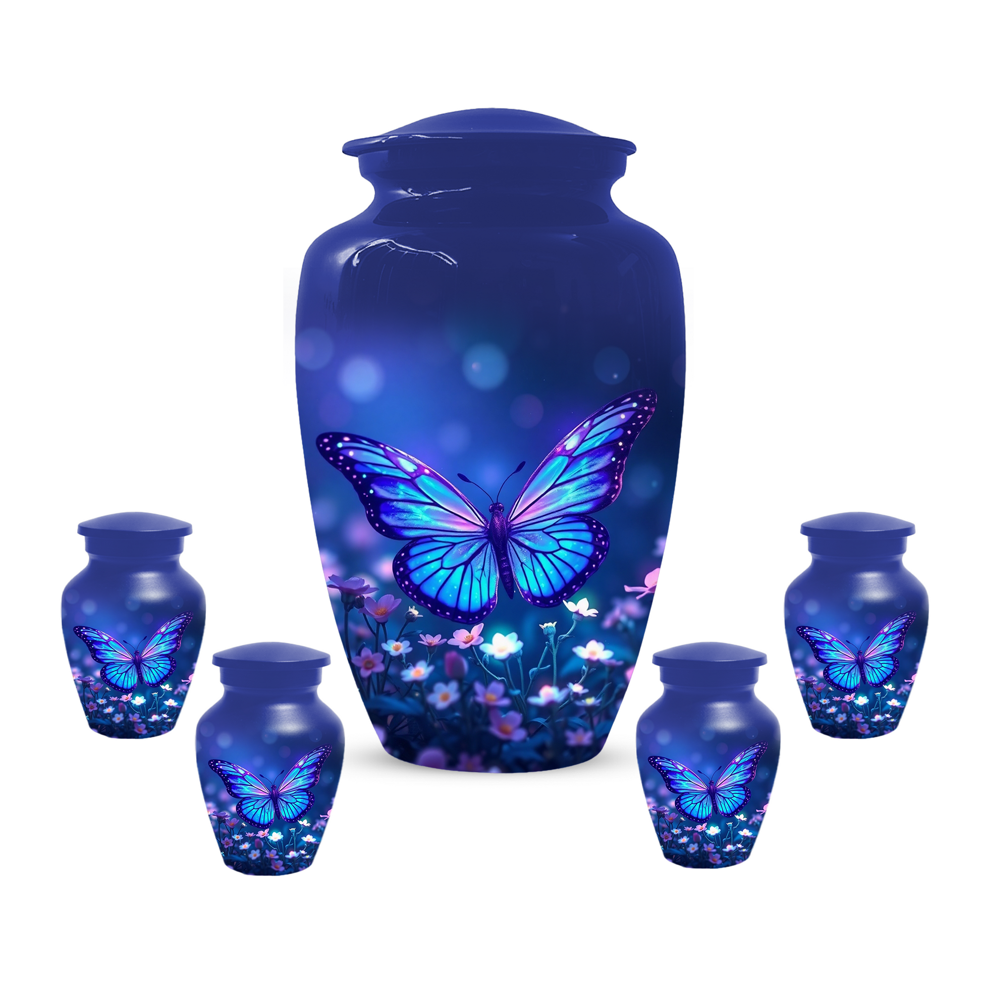Blue Butterfly Urn for Ashes, Custom Butterfly Cremation Urn