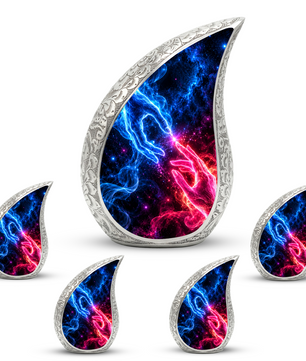 Cosmic Connection Cremation Urn for Ashes, Celestial Hands Adult Memorial Urn