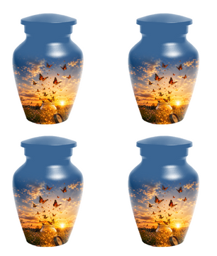 Orange Butterfly Memorial Urn For Mom - Sunset Memorial Keepsake Urn For Ashes