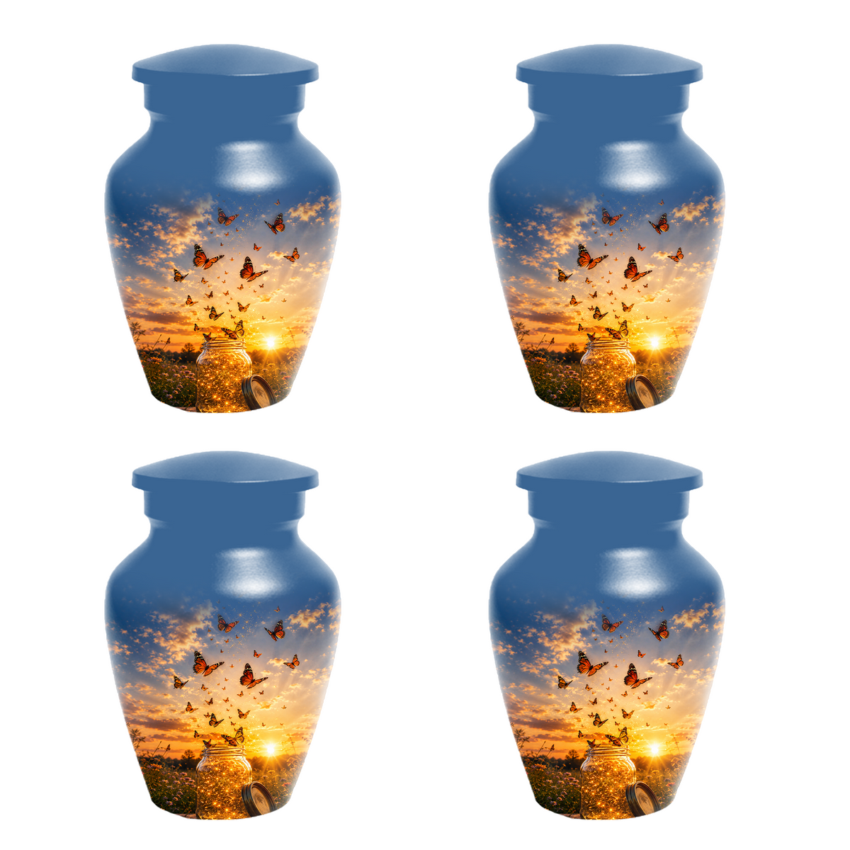 Orange Butterfly Memorial Urn For Mom - Sunset Memorial Keepsake Urn For Ashes