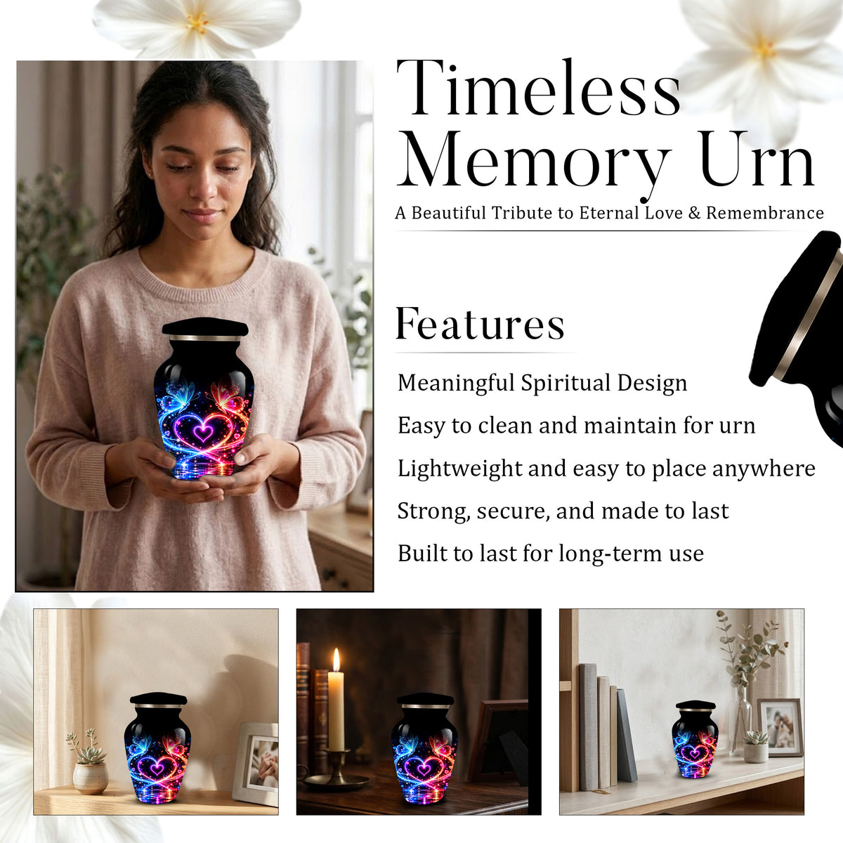 Personalized Butterfly Cremation Urn for Ashes, Heart Memorial Adult Urn, Blue and Red Cremation Urn