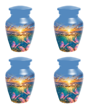 Pink Butterfly Cremation Urn for Women - Rainbow Sunset Memorial Urns for Ashes