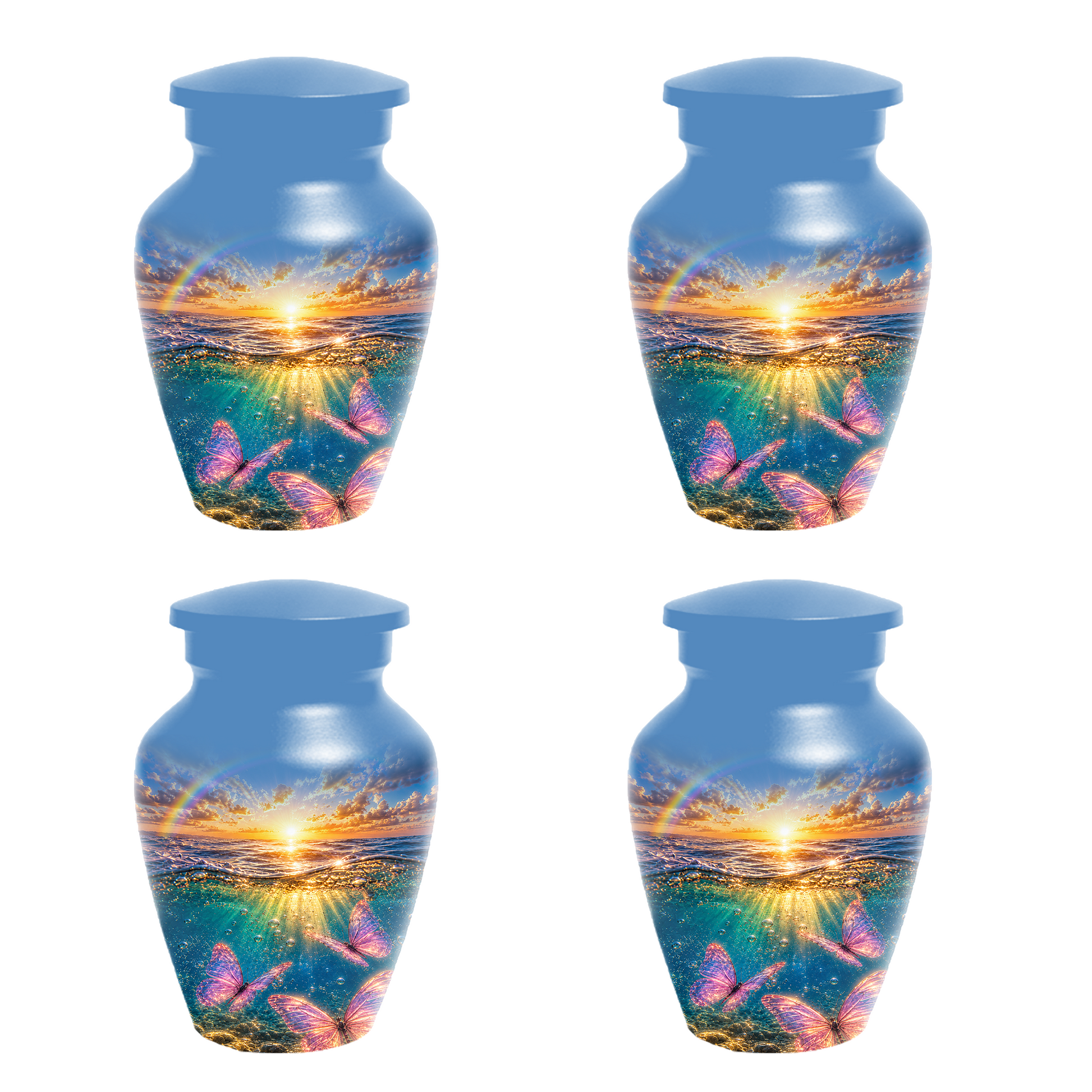 Pink Butterfly Cremation Urn for Women - Rainbow Sunset Memorial Urns for Ashes