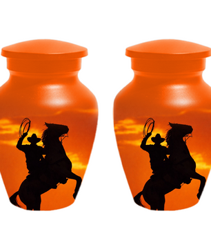 Personalized Cowboy Urn for Ashes | Western Horse Cremation Urn for Dad
