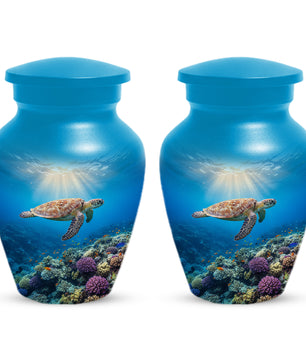 Ocean Wave Cremation Urn for Adult Ashes | Sea Turtle Ocean Theme Memorial Urn