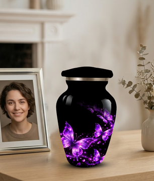 Purple Butterfly Cremation Urn for Ashes | Personalized Adult Memorial Urn | Handmade Butterfly Urn for Human Ashes