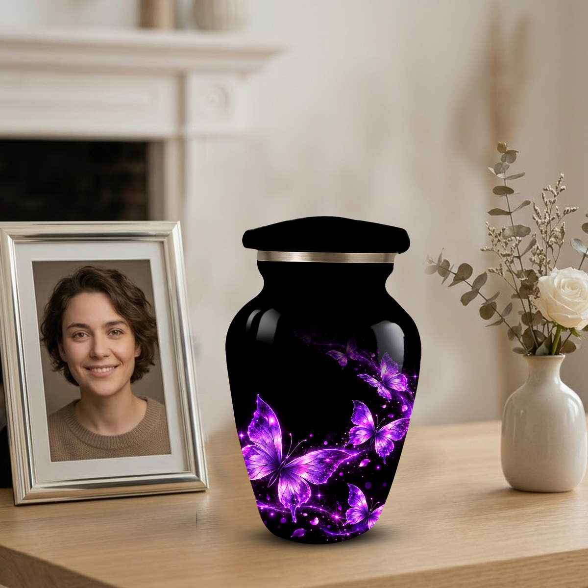 Purple Butterfly Cremation Urn for Ashes | Personalized Adult Memorial Urn | Handmade Butterfly Urn for Human Ashes