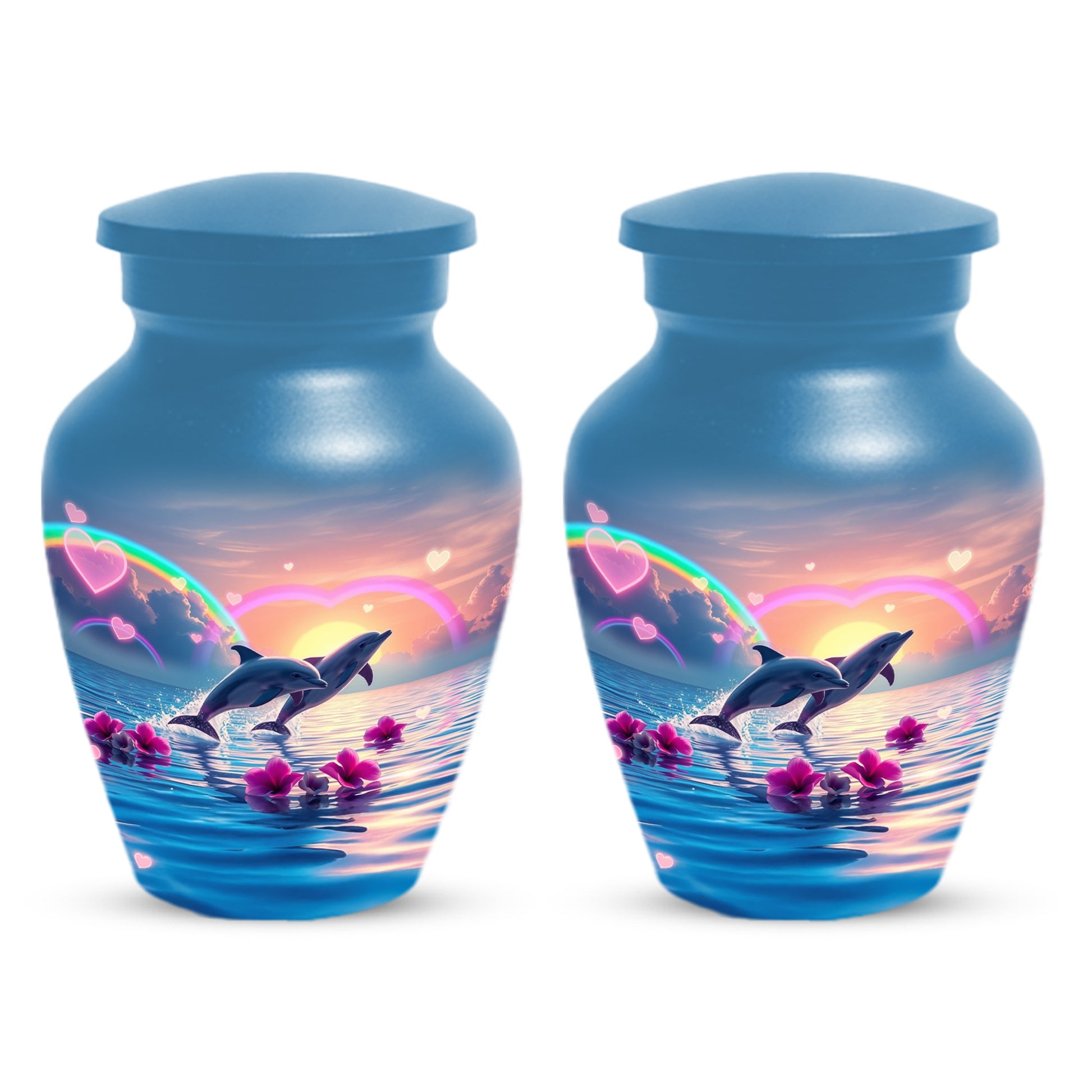 Dolphin Urn for Ashes - Personalized Ocean Sunset Memorial for Mom | Rainbow Cremation Urns for Mother