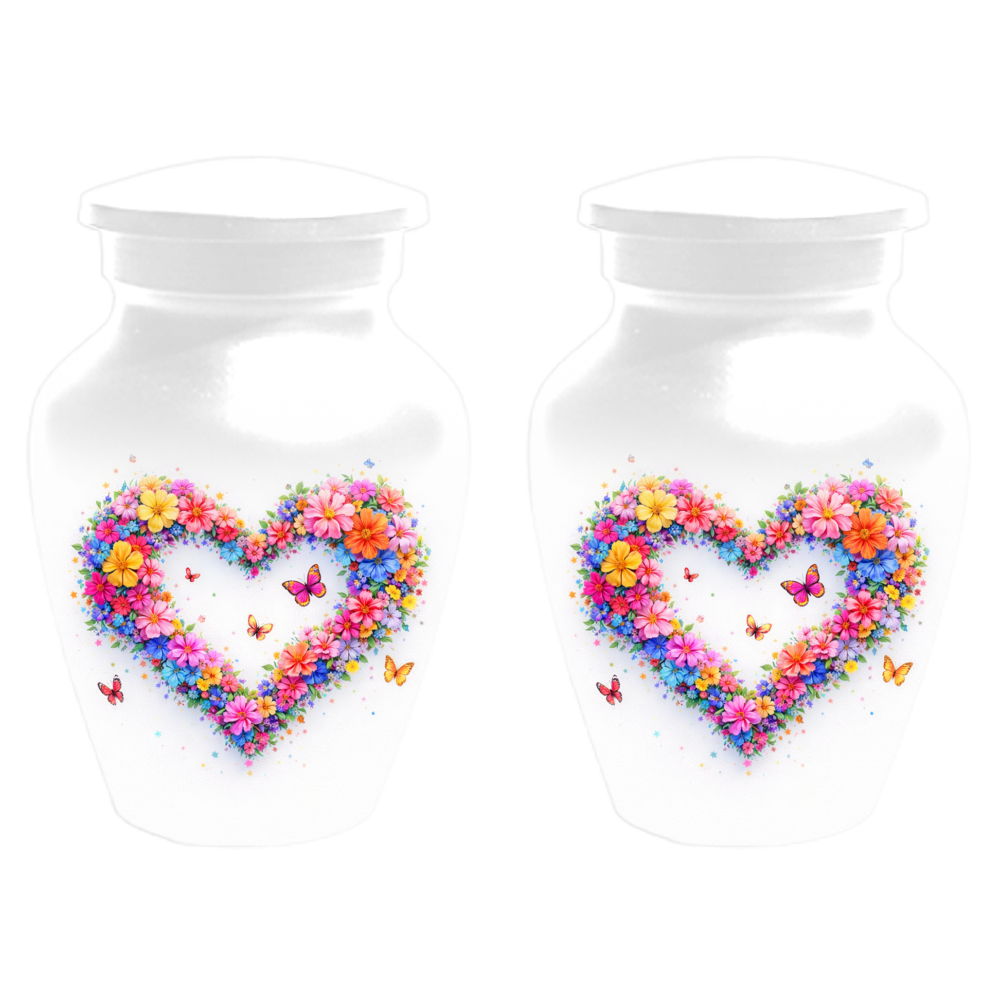 Butterfly Heart Urn for Ashes, Custom Floral Cremation Urn for Mom