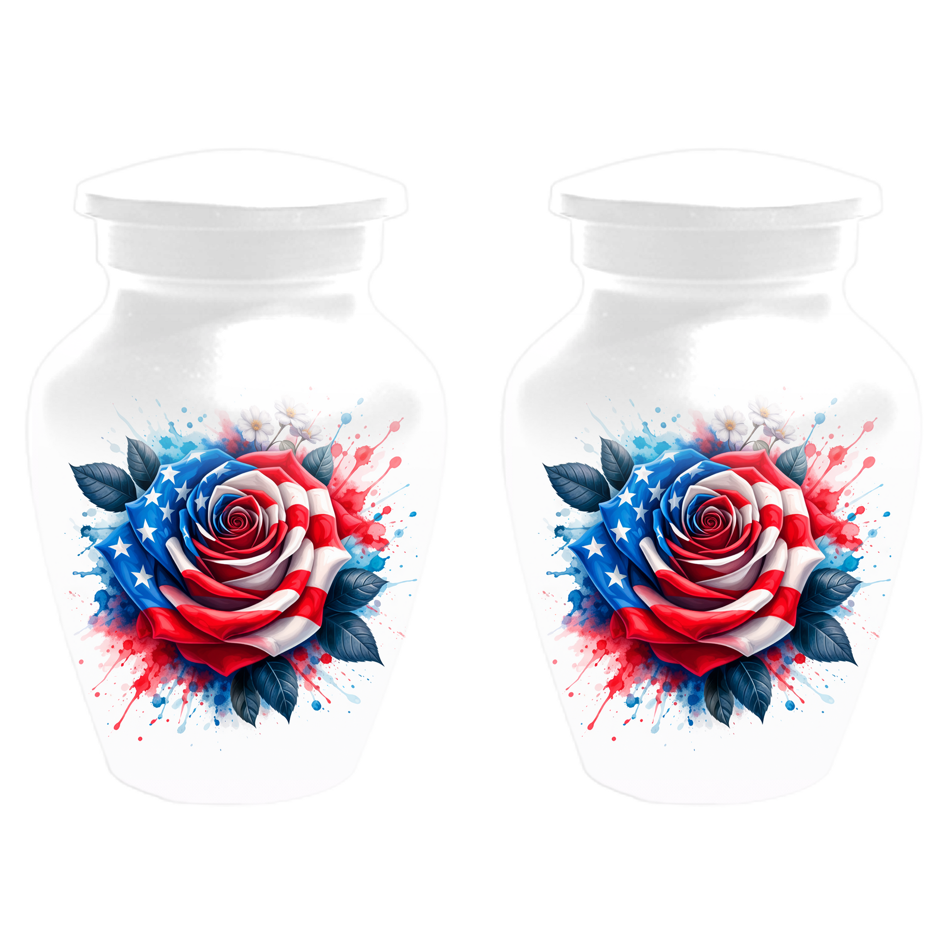 American Flag Rose Urn for Ashes, Patriotic Memorial Urn, Veteran Cremation Urn