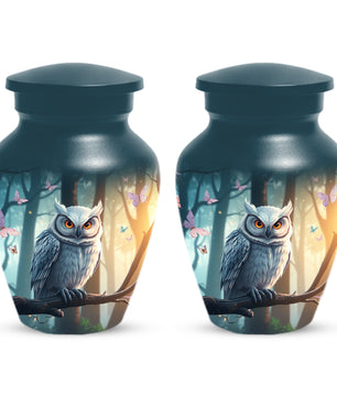 Snowy Owl Urn for Mom – Custom Owl Cremation Urns for Ashes | Adult Female Funeral Keepsake